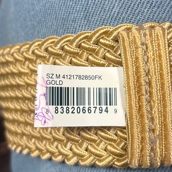 LAUREN RALPH LAUREN Leather Trim Braided Gold Tone Buckle Belt-M